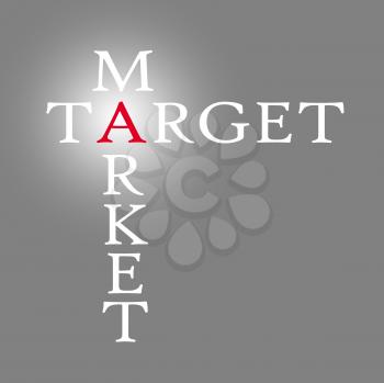 Target and market isolated over grey, business concept