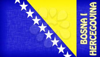 Flag of Bosnia and Herzegovina stitched with letters, isolated
