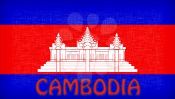 Flag of Cambodia stitched with letters, isolated