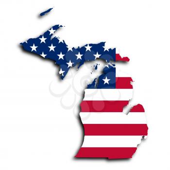 Map of Michigan, filled with the national flag