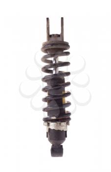 Dirty old shock absorber, isolated on white