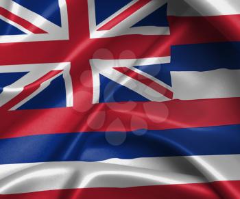 Satin flag, three dimensional render, flag of Hawaii