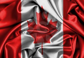 Satin flag, three dimensional render, flag of Canada
