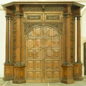 A large old wooden door