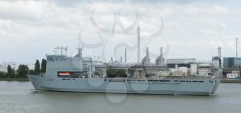 British Navy ship in the port of Rotterdam (Holland)
