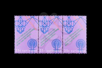 SURINAME - CIRCA 1960: Stamps printed by Suriname, shows a television connection, circa 1960