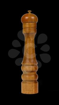Wood pepper mill isolated on white background