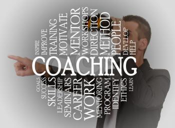 Coaching cloud concept with a coaching background