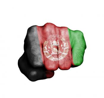 Front view of punching fist, banner of Afghanistan