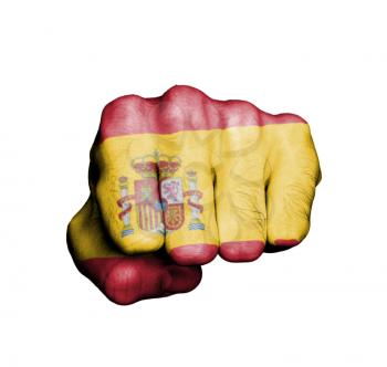 Front view of punching fist, banner of Spain