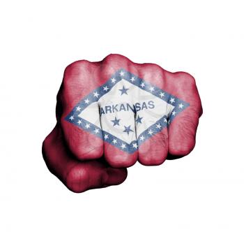 United states, fist with the flag of a state, Arkansas