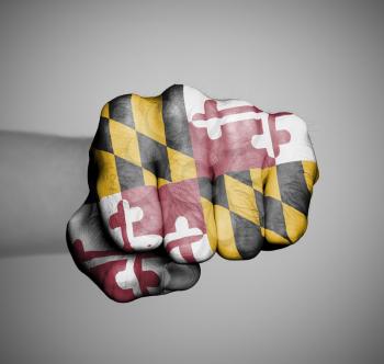 United states, fist with the flag of a state, Maryland