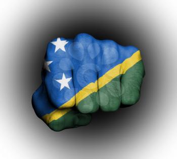 Fist of a man punching, flag of The Solomon Islands