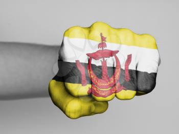 Fist of a man punching, flag of Brunei