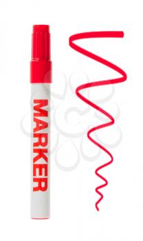 Red whiteboard marker isolated on white background