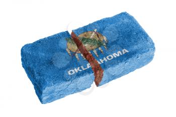 Rough broken brick, isolated on white background, flag of Oklahoma