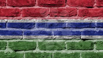 Very old brick wall texture, flag of the Gambia