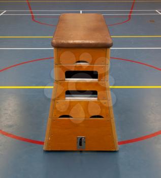 Very old wooden equipment in a school gym, Holland