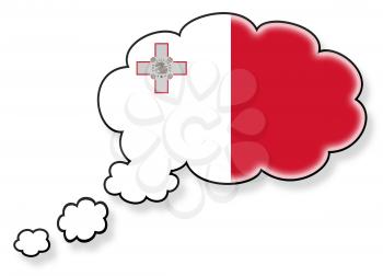 Flag in the cloud, isolated on white background, flag of Malta