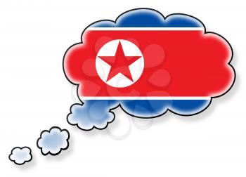 Flag in the cloud, isolated on white background, flag of North Korea
