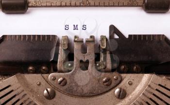 Vintage inscription made by old typewriter, SMS