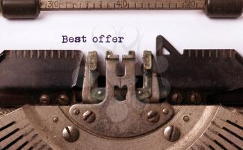 Vintage inscription made by old typewriter, best offer