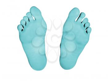 Feet isolated on a white background, blue feet