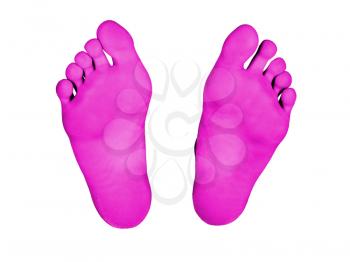 Feet isolated on a white background, pink feet