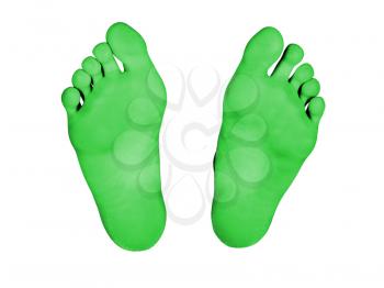 Feet isolated on a white background, green feet