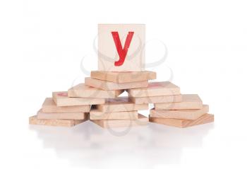Alphabet - abstract of vintage wooden blocks - letter Y