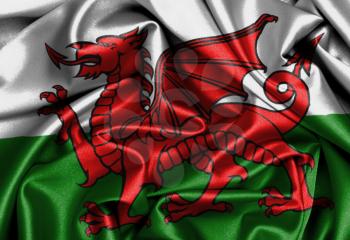 Satin flag, printed with the flag of Wales