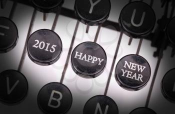 Typewriter with special buttons, 2015 - happy - new year