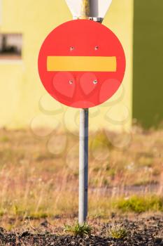 Old road sign in Iceland - No entry