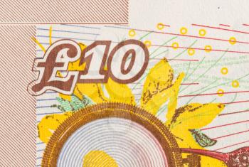 Pound currency background, close-up - 10 Pounds