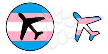 Flag - Airplane isolated on white - Trans pride flag