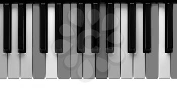 Grey piano keys, isolated on a white background