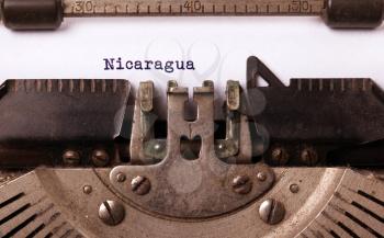 Inscription made by vinrage typewriter, country, Nicaragua