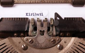Inscription made by vinrage typewriter, country, Kiribati