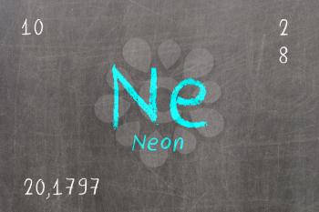Isolated blackboard with periodic table, Neon, Chemistry