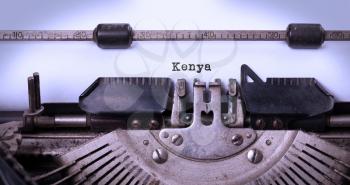 Inscription made by vinrage typewriter, country, Kenya