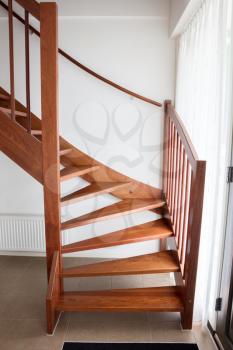 Wooden stairs in a dutch house, selective focus