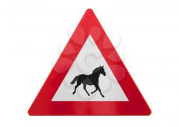 Traffic sign isolated - Horses - Isolated on white