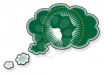 Flag in the cloud, isolated on white background, flag of African Union