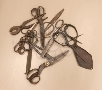 Selection of old scissors, large and small