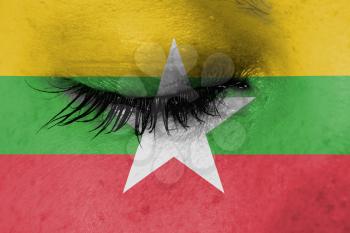 Women eye, close-up, blue, minimum make-up - Myanmar