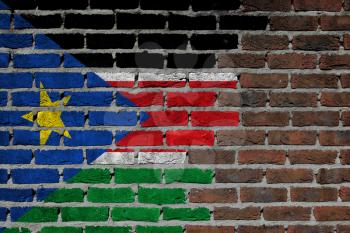 Very old dark red brick wall texture - Flag of South Sudan