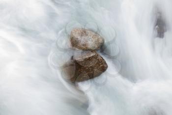 Rocks in a river - Selective focus on the rocks