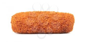 Brown crusty dutch kroket isolated on a white background