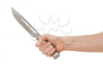 Criminality - Sharp bowie knife in the gand of a man