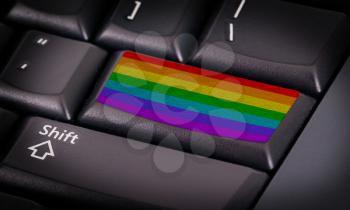 Symbol on button keyboard, rainbow flag button